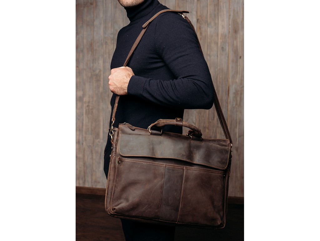 Сумка-портфель для ноутбука мужская кожаная 17 дюймов Tiding Bag t1096 - Royalbag