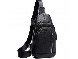 Мужской черный кожаный слинг на плечо Tiding Bag A25F-5427A - Royalbag