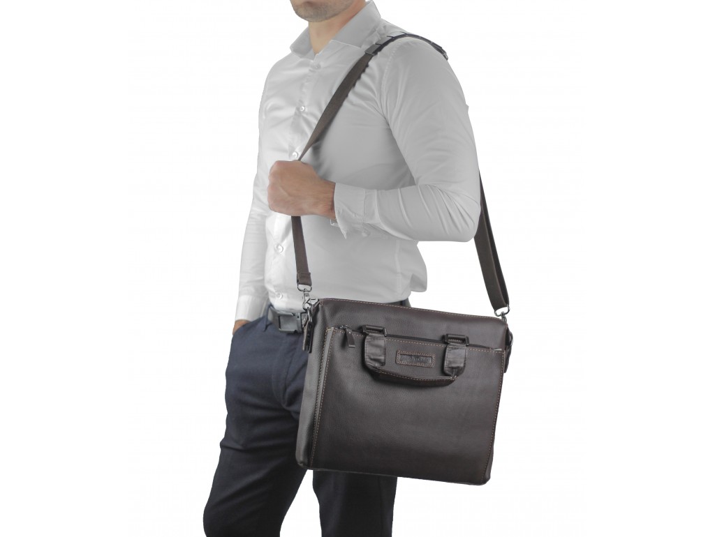 Кожаная коричневая сумка для ноутбука Allan Marco RR-4102-1B - Royalbag
