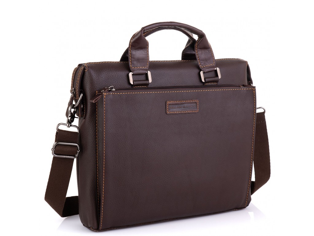Кожаная коричневая сумка для ноутбука Allan Marco RR-4102-1B - Royalbag Фото 1
