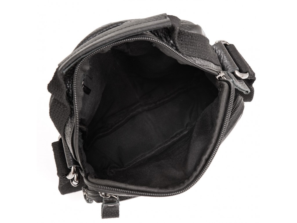 Кожаная мужская сумка-мессенджер черная Allan Marco RR-9055A - Royalbag