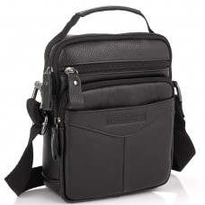 Кожаная мужская сумка-мессенджер черная Allan Marco RR-9055A - Royalbag Фото 2
