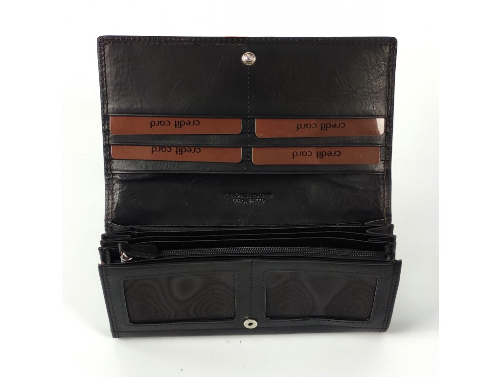 Женский черный кошелек на кнопке Firenze Italy F-IF-S-OPR005A из натуральной кожи - Royalbag