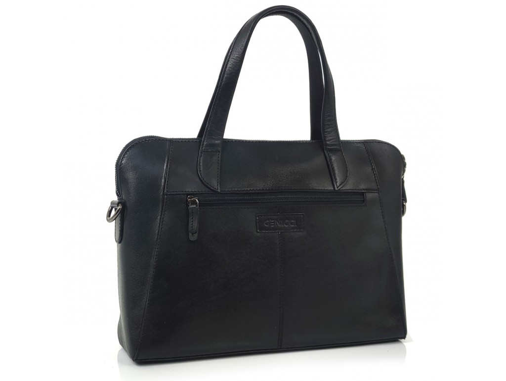 Жіноча чорна сумка для документів Genicci GRETA001  - Royalbag Фото 1