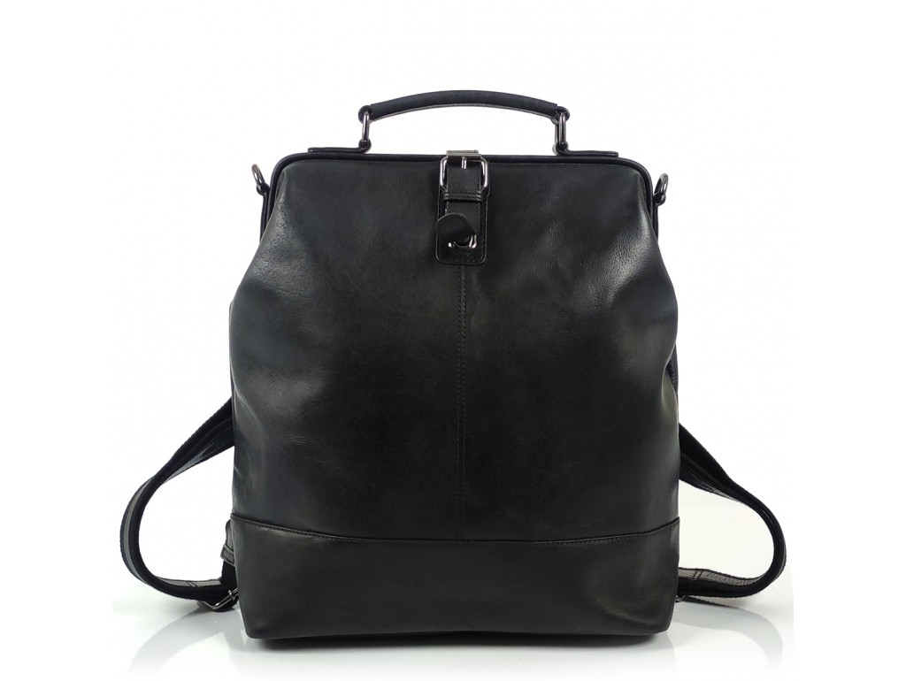 Черный большой кожаный рюкзак Genicci RENE001 - Royalbag