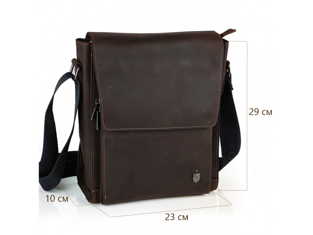 Мужская сумка через плечо из матовой винтажной кожи Royal Bag RB-V-JD4-7055C - Royalbag
