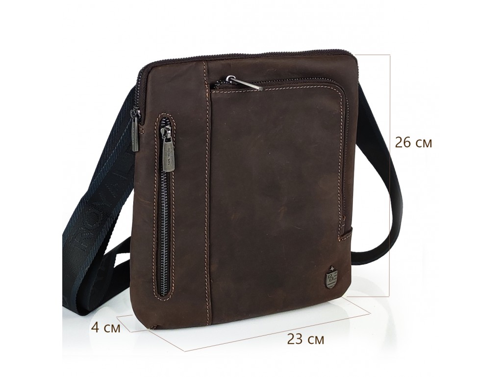 Мужская кожаная сумка в винтажном стиле Royal Bag RB-V-JMD4-0030C - Royalbag