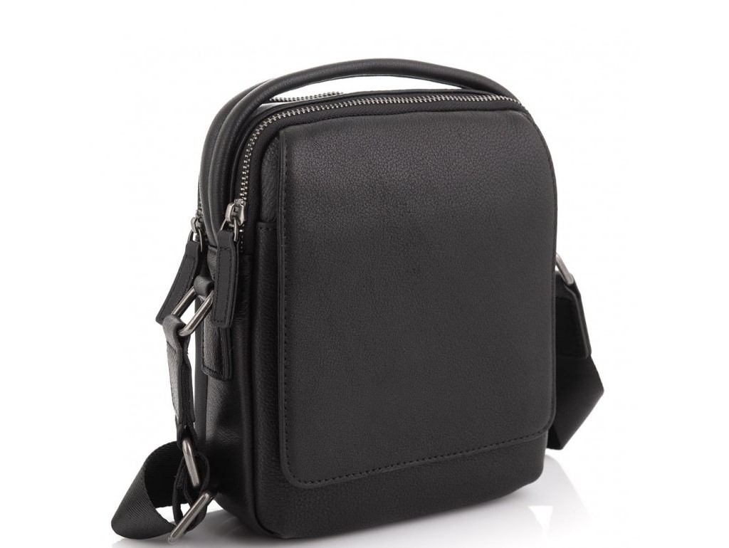 Кожаная сумка через плечо в черном цвете Tavinchi TV-009A - Royalbag Фото 1