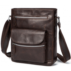 Каркасная сумка через плечо из натуральной кожи шоколад Bexhill Bx7118C - Royalbag Фото 2