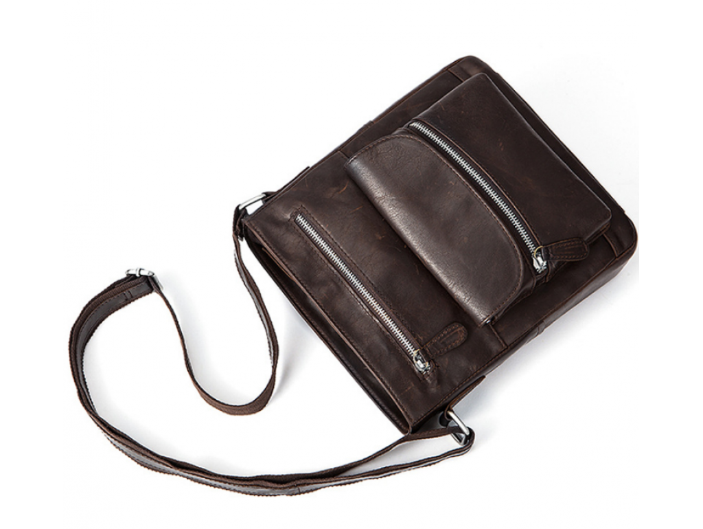 Каркасная сумка через плечо из натуральной кожи шоколад Bexhill Bx7118C - Royalbag