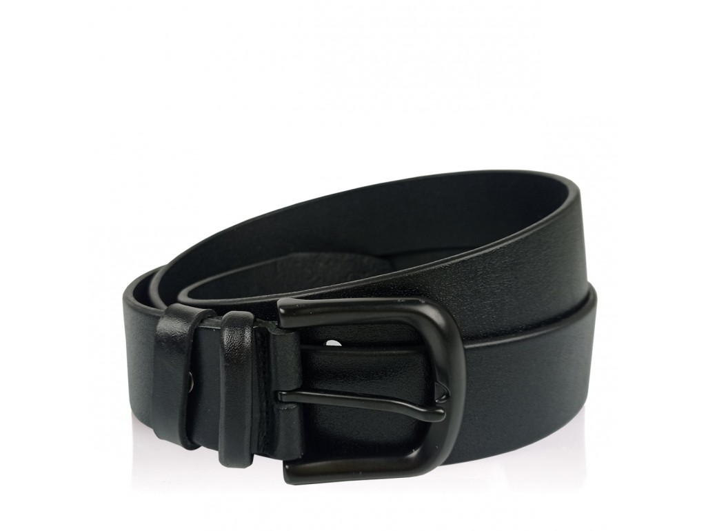 Мужской кожаный ремень черного цвета Colmen BCH01-S-MC4017A - Royalbag Фото 1