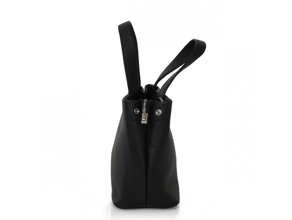 Женская средняя черная кожаная сумка с ручками Grays F-FL-BB-2466A - Royalbag