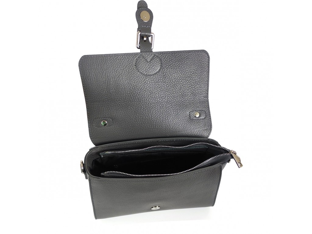 Женская средняя серая кожаная сумка с ручкой Grays F-FL-BB-4471G - Royalbag