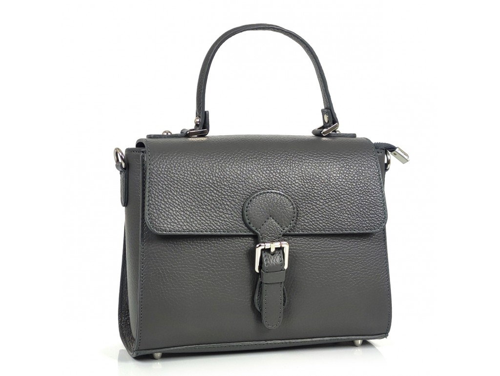 Женская средняя серая кожаная сумка с ручкой Grays F-FL-BB-4471G - Royalbag Фото 1
