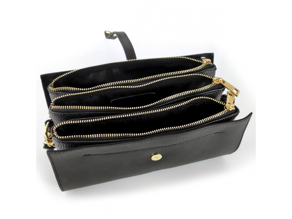 Женская средняя черная кожаная сумка через плечо Grays F-FL-BB-7090A - Royalbag