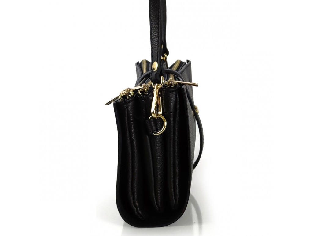 Женская средняя черная кожаная сумка через плечо Grays F-FL-BB-7090A - Royalbag