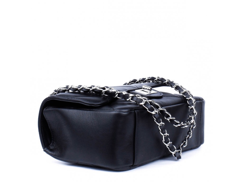Женская черная кожаная сумка через плечо на цепочке Grays F-S-BB-1008A - Royalbag
