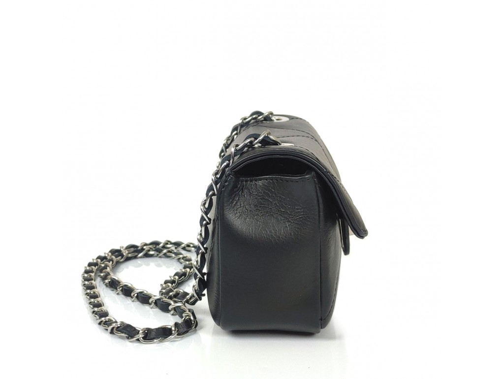 Жіноча чорна шкіряна сумка через плече на ланцюжку Grays F-S-BB-1293A - Royalbag