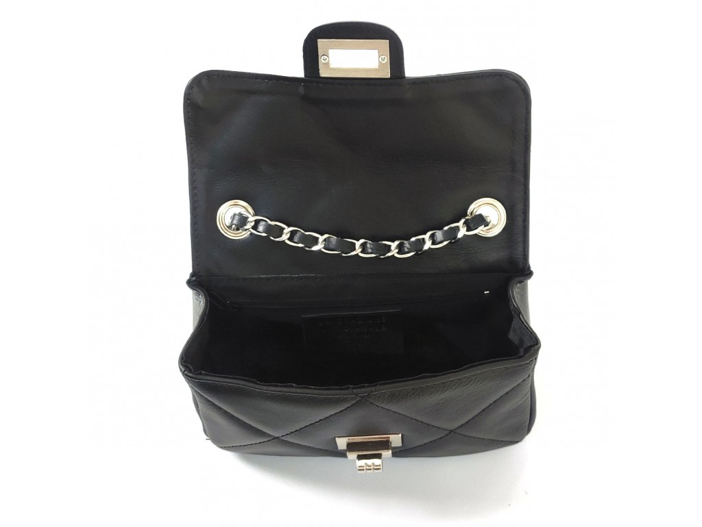 Жіноча чорна шкіряна сумка через плече на ланцюжку Grays F-S-BB-1293A - Royalbag
