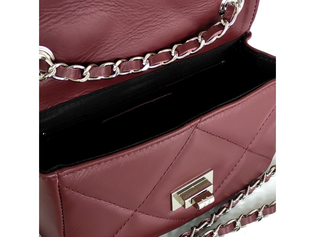 Женская бордовая кожаная сумка через плечо на цепочке Grays F-S-BB-1293B - Royalbag