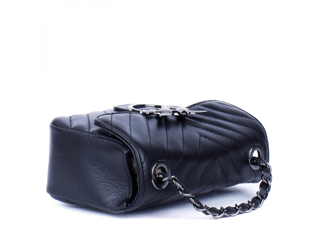 Жіноча чорна шкіряна сумка через плече на ланцюжку Grays F-S-BB-1295A - Royalbag