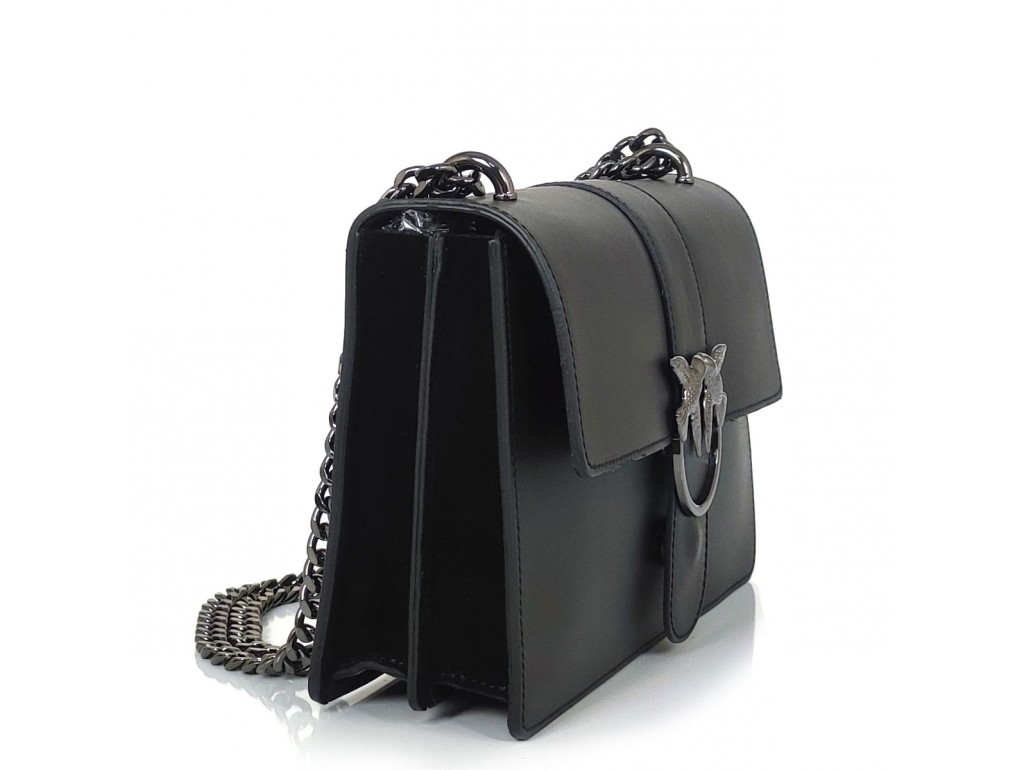 Женская черная кожаная сумка через плечо на цепочке Grays F-S-BB-1711A - Royalbag