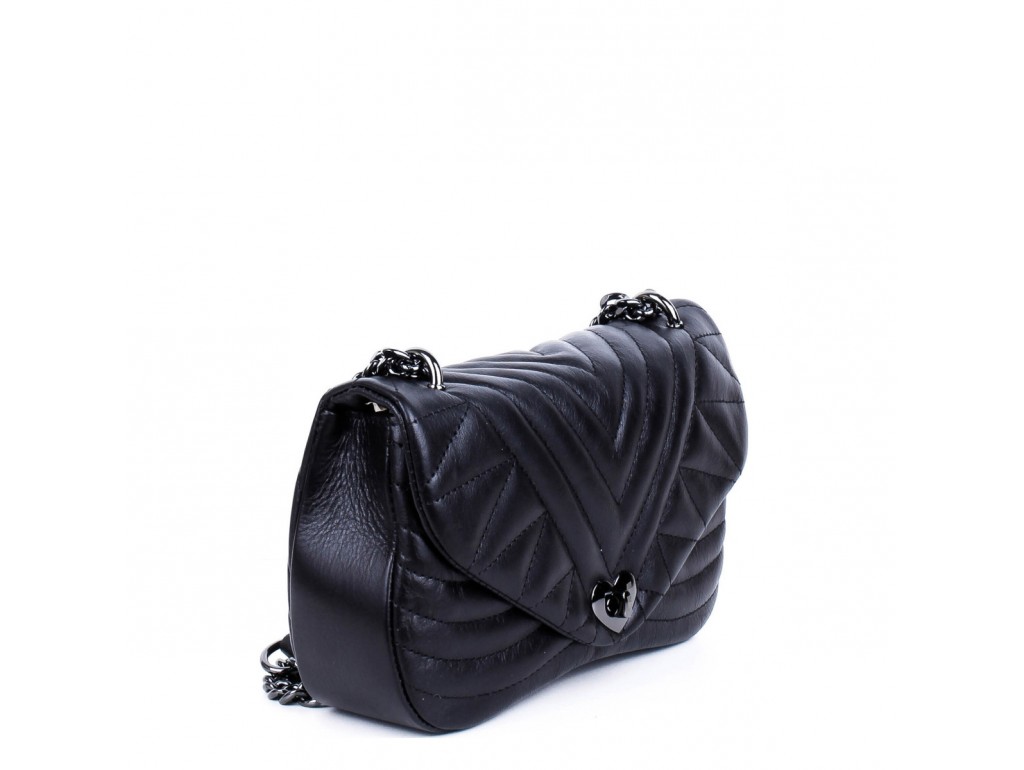 Женская черная кожаная сумка через плечо на цепочке Grays F-S-BB-3388A - Royalbag