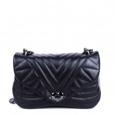 Женская черная кожаная сумка через плечо на цепочке Grays F-S-BB-3388A - Royalbag Фото 2