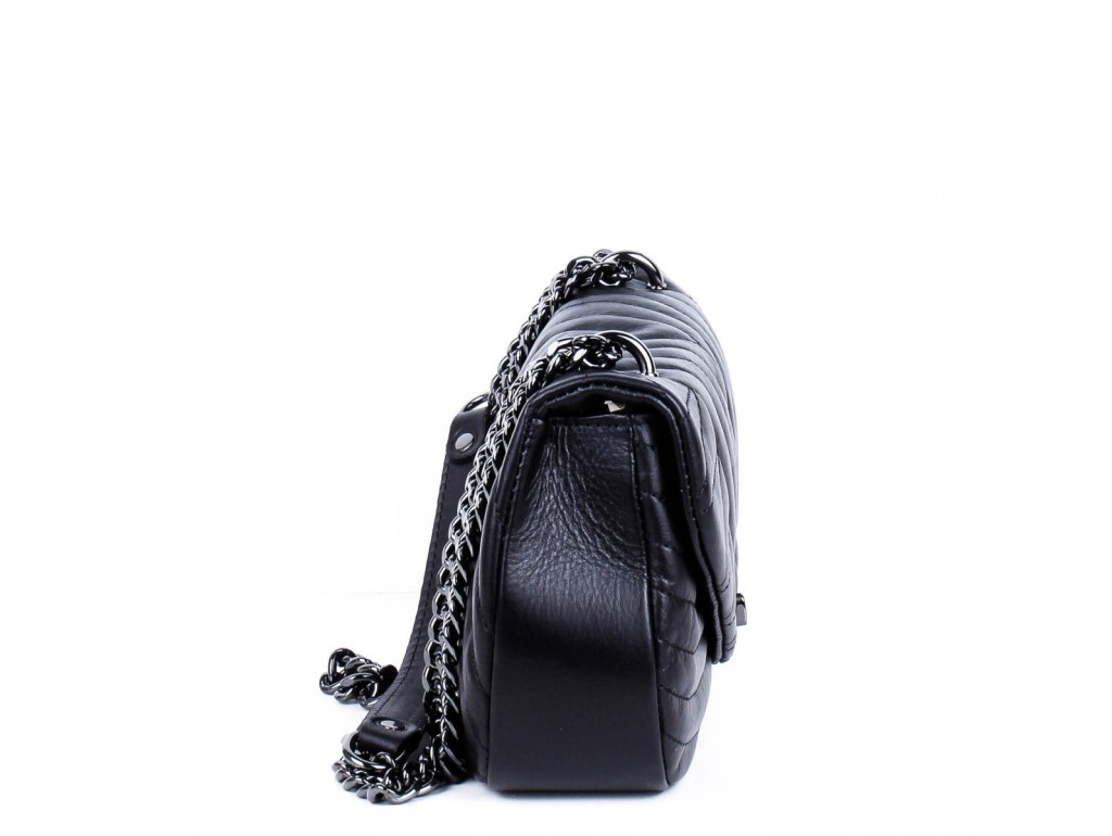 Женская черная кожаная сумка через плечо на цепочке Grays F-S-BB-3388A - Royalbag