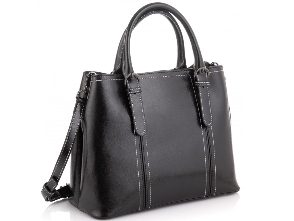 Жіноча шкіряна сумка чорна Grays GR3-8501A - Royalbag Фото 1