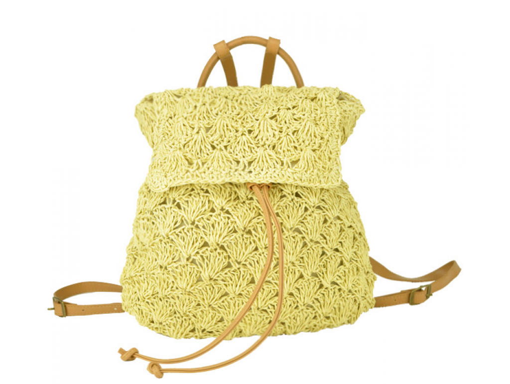 Плетеная сумка-рюкзак бежевая Mona WS03-3357BG - Royalbag