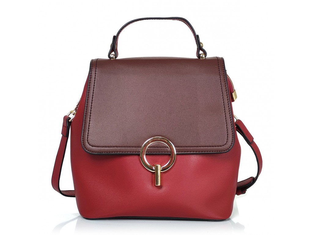Рюкзак двоколірний червоно-коричневий Olivia Leather F-S-Y01-7002R - Royalbag