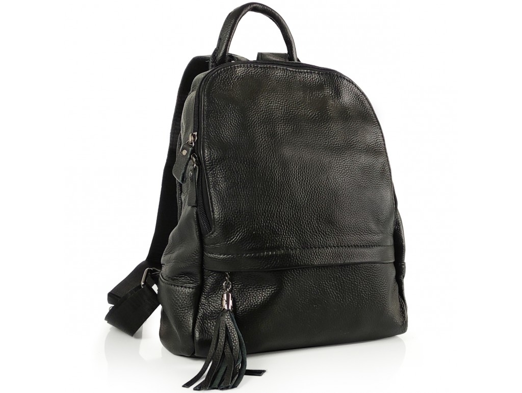 Шкіряний жіночий чорний рюкзак Olivia Leather FL-TRCH-6901A - Royalbag Фото 1