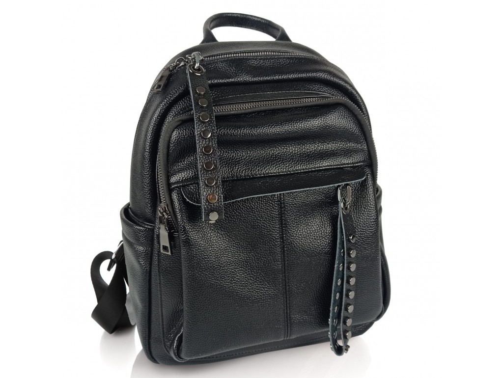 Женский черный кожаный рюкзак городского типа NWBP27-6660A-BP - Royalbag Фото 1