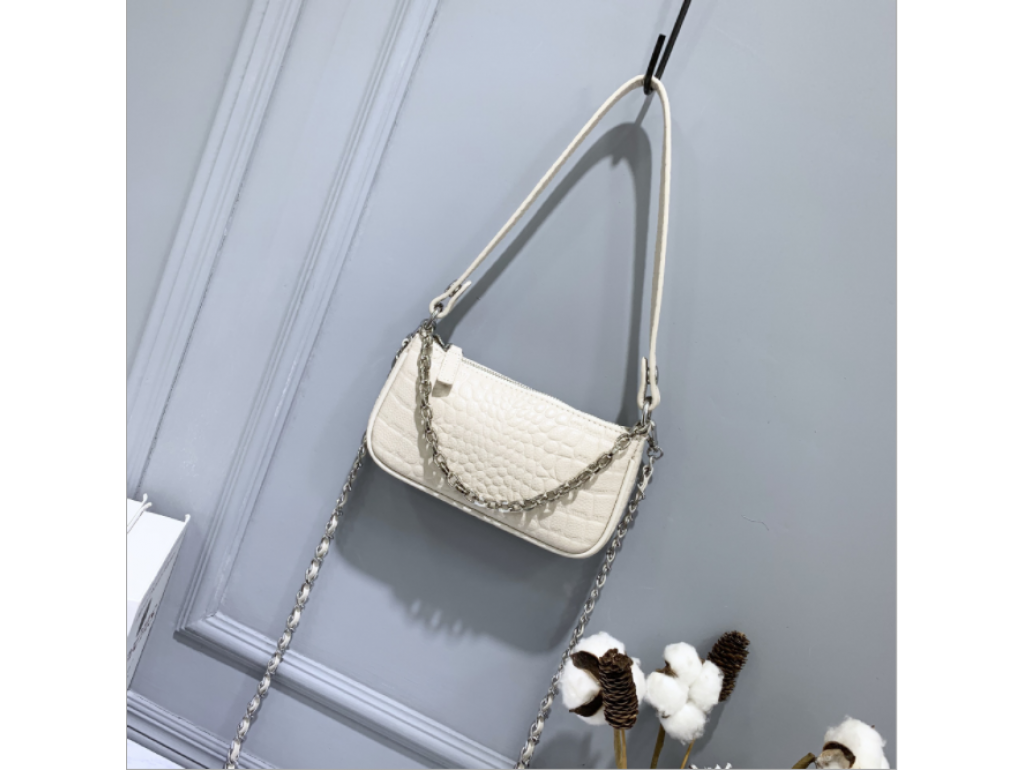 Мініатюрна сумка-багет кольору айворі Riche F-A25F-FL-89066WI - Royalbag
