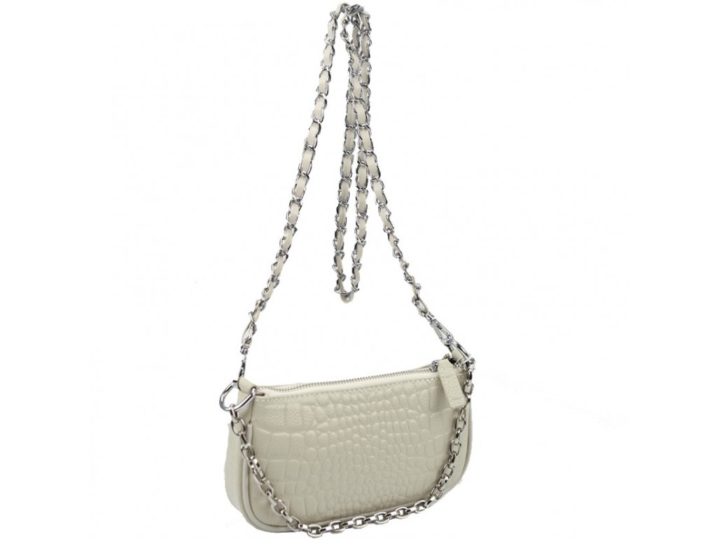 Мініатюрна сумка-багет кольору айворі Riche F-A25F-FL-89066WI - Royalbag