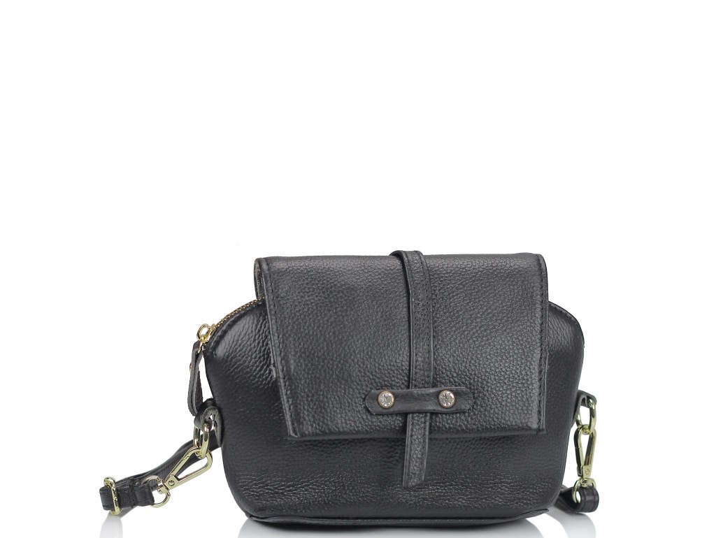 Жіноча шкіряна сумочка кроссбоді чорна Riche NM20-W645A - Royalbag Фото 1