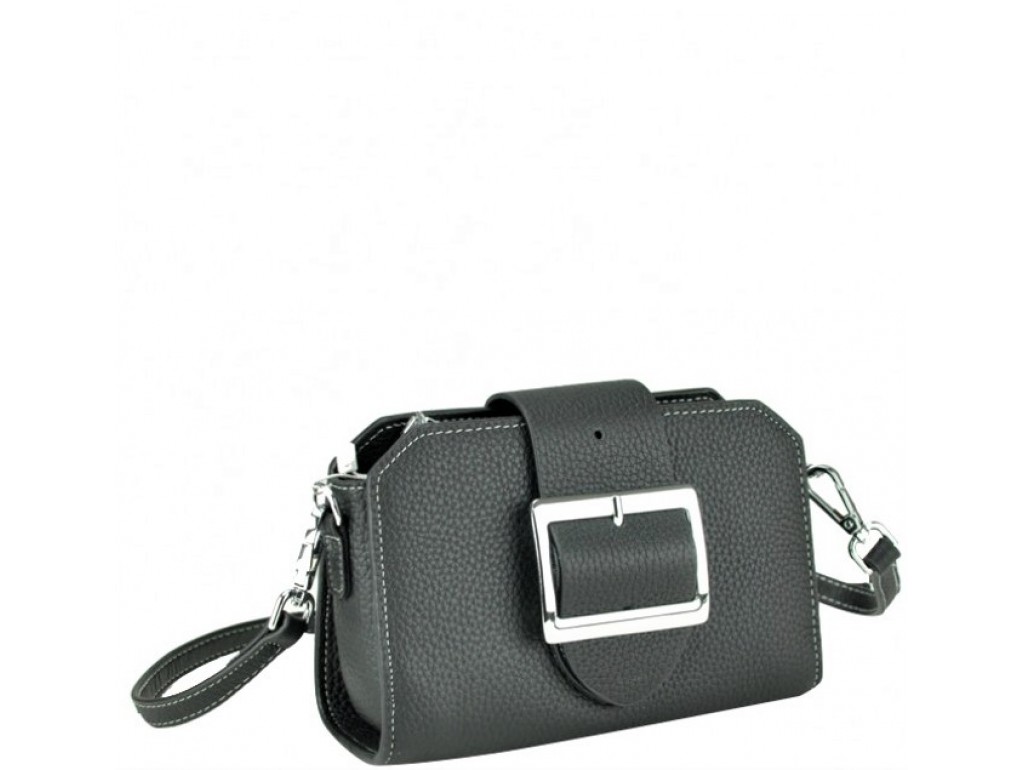 Классическая кожаная сумка-багет женская черная маленькая Riche W14-7712A - Royalbag Фото 1