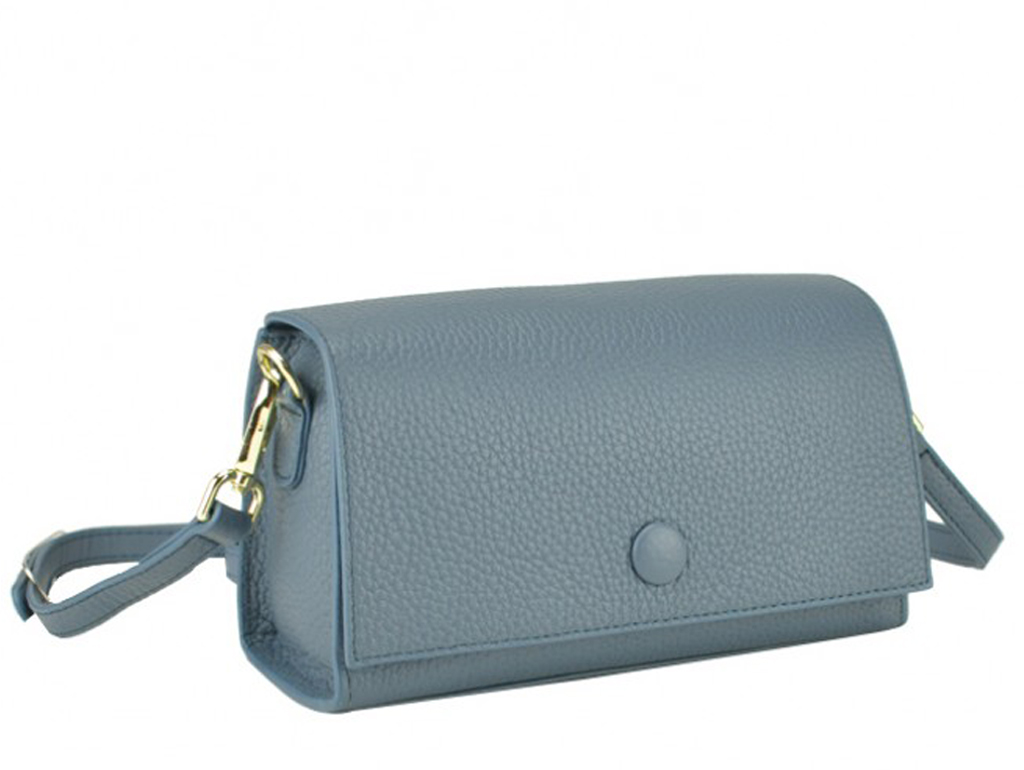 Женская сумка-багет кожаная голубая Riche W14-7727BL - Royalbag Фото 1