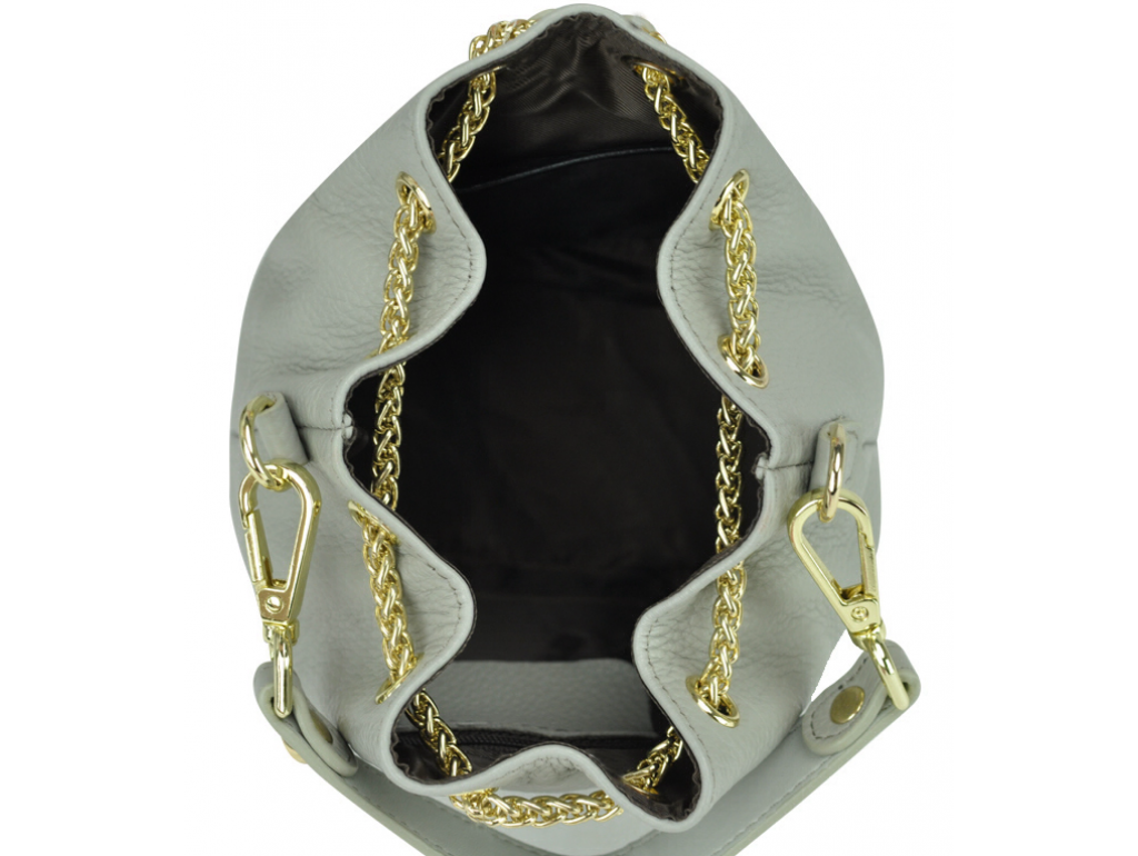 Женская кожаная сумочка-кисет серая Riche W14-2126G - Royalbag