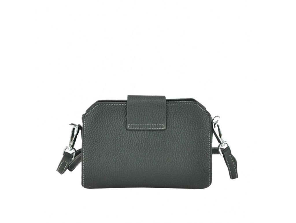 Классическая кожаная сумка-багет женская черная маленькая Riche W14-7712A - Royalbag