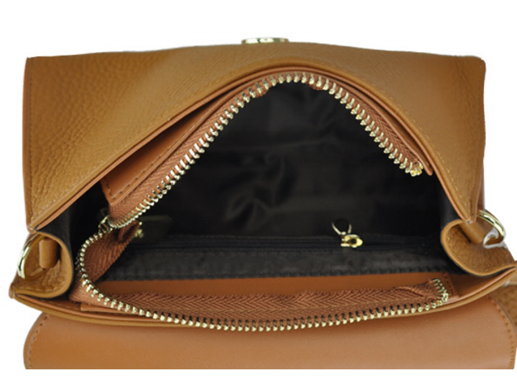 Женская сумка-багет кожаная коричневая Riche W14-7727LB - Royalbag