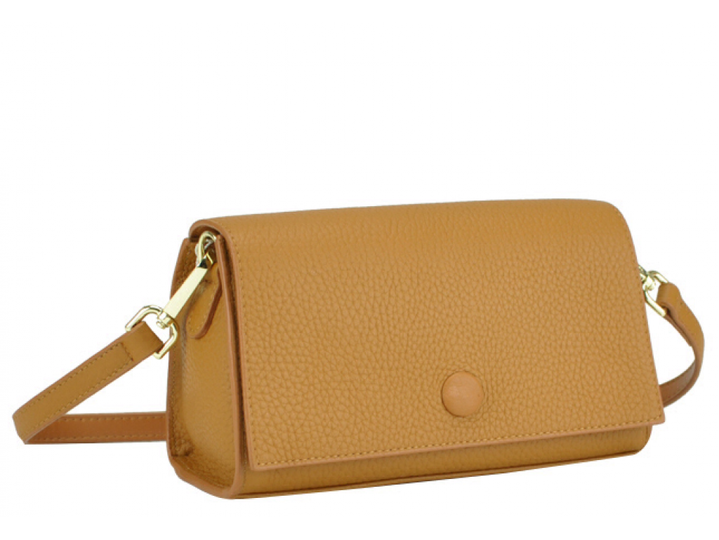 Жіноча сумка-багет шкіряна коричнева Riche W14-7727LB - Royalbag Фото 1