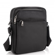 Элитная кожаная мужская сумка через плечо черная Royal Bag RB-008A-1 - Royalbag