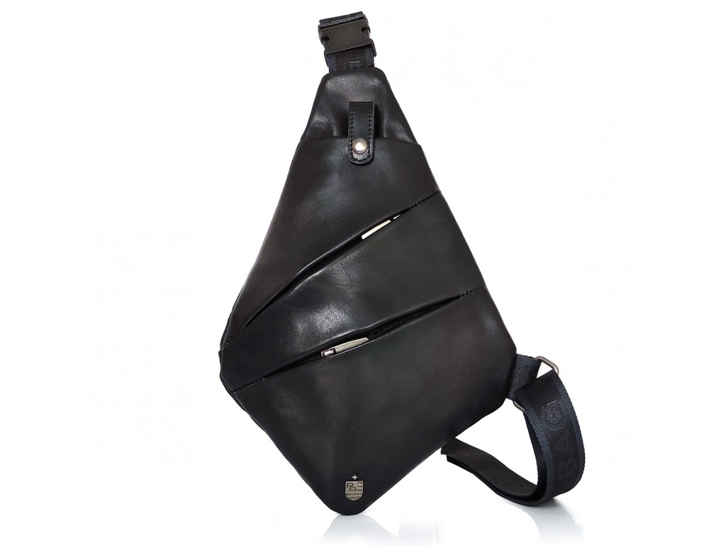 Слинг из натуральной кожи черный Royal Bag RB-S-N2-3333A - Royalbag