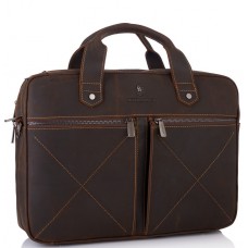 Чоловіча сумка на 2 відділа для ноутбука темно-коричнева Royal Bag RB012R - Royalbag Фото 2