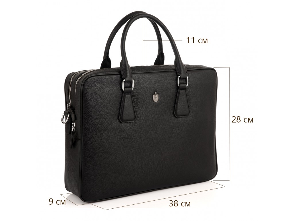 Сумка для ноутбука кожаная мужская черная Royal Bag RB29-9020-6A - Royalbag