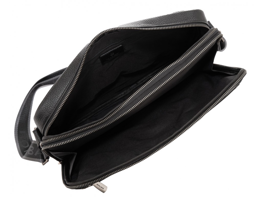 Чоловіча середня шкіряна чорна сумка через плече месенджер Royal Bag RB2970051 - Royalbag