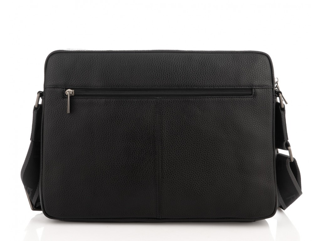 Мужская средняя кожаная черная сумка через плечо мессенджер Royal Bag RB2970051 - Royalbag
