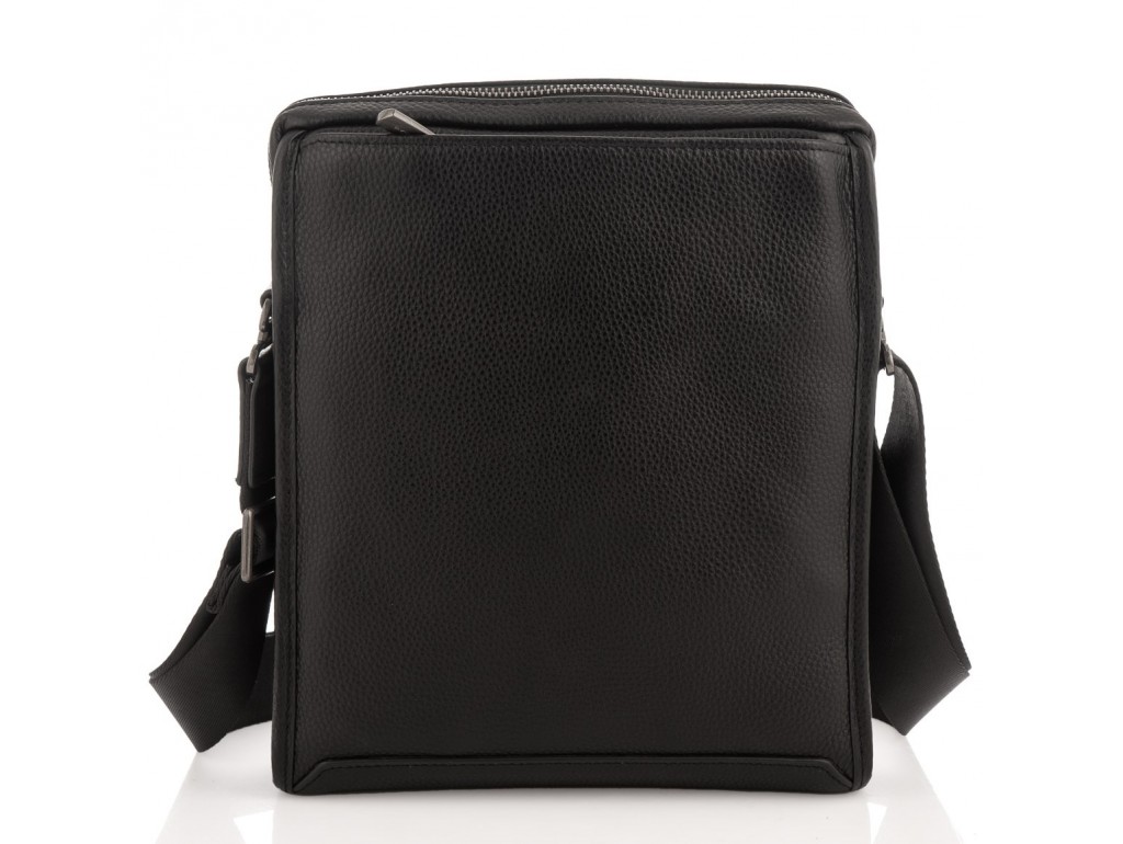 Чоловіча середня шкіряна чорна сумка через плече Royal Bag RB287891 - Royalbag